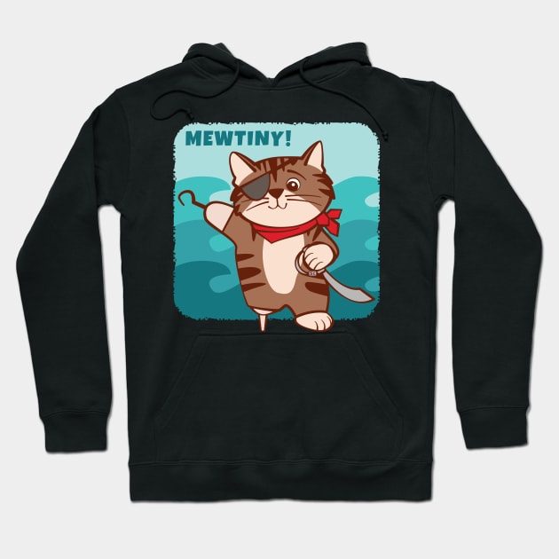 Pirate Cat Mutiny Mewtiny Hoodie by Sue Cervenka